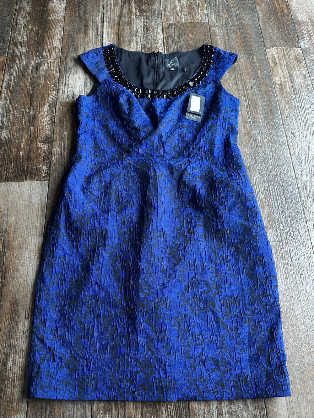 Adrianna Papell Jacquard Brocade Beaded Embellished Midi Old Money Y2K Dress 14P